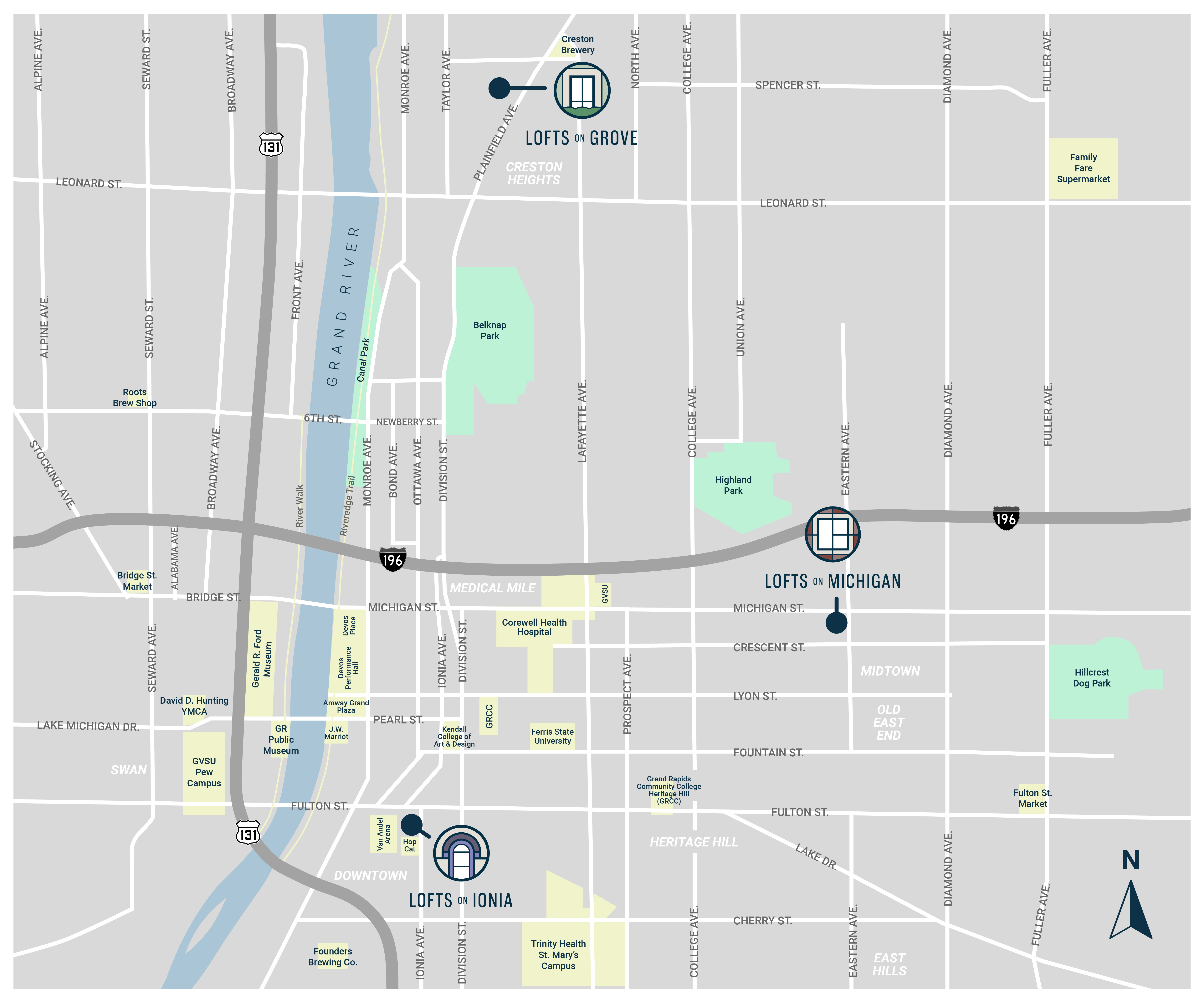 Lofts of GR Locations Map